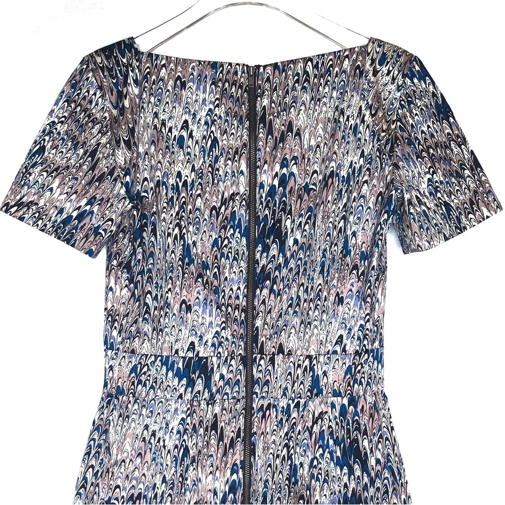 French Connection Richie Desert Lily Abstract Print Boatneck A-Line Sheath Dress - Picture 10 of 15